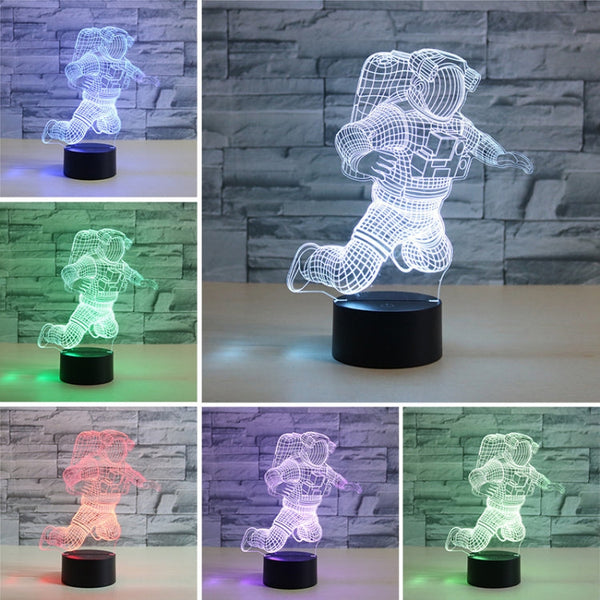 Astronaut Shape 3D Colorful LED Vision Light Table Lamp, Crack Touch Version