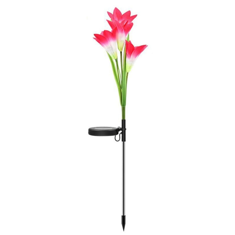 Simulated Lily Flower 4 Heads Solar Powered Outdoor IP55 Waterproof LED Decorative Lawn Lamp, White Light