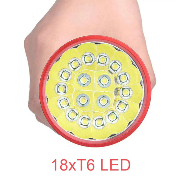 3 Gears, DB18 18xT6, Luminous Flux: 5400lm LED Flashlight, with 4 18650 Batteries