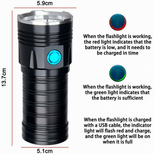 3 Gears, K18MAX 18xT6, Luminous Flux: 5400lm LED Flashlight, Without Battery