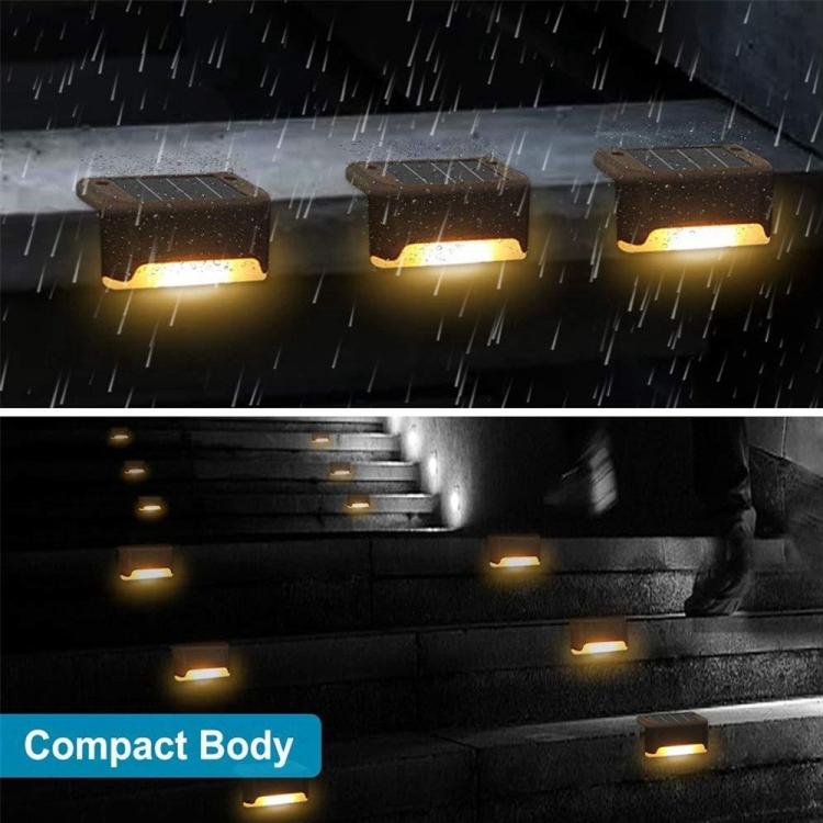 12 PCS Solar Powered LED Outdoor Stairway Light IP65 Waterproof Garden Lamp, Warm White Light