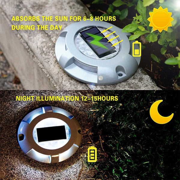 4 PCS LED Solar Powered Embedded Ground Lamp IP68 Waterproof Outdoor Garden Lawn Lamp