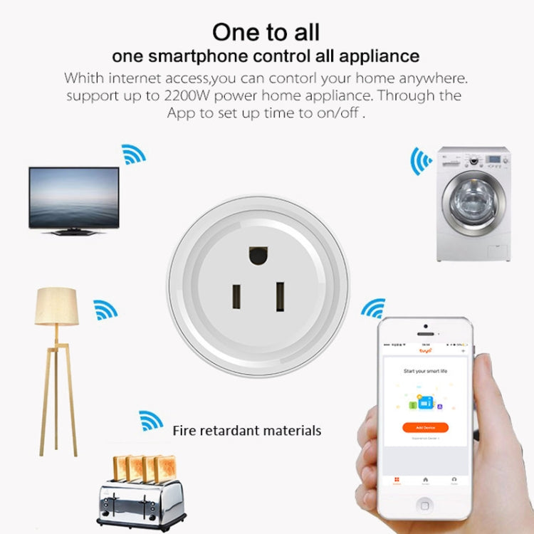 10A Round Shape WiFi Mini Plug APP Remote Control Timing Smart Socket Works with Alexa & Google Home, AC 100-240V, US Plug, 10A US Plug(Round Shape)