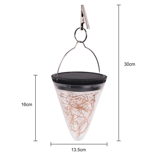 Solar Energy Conical Starlight Pendent Lamp IP55 Waterproof Outdoor Garden Decoration Light