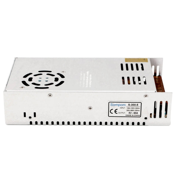 SOMPOM S-300-5 300W 5V 60A Switching Driver LED Light Strip Display Screen Lighting Monitor Power Supply, 300W 5V/60A