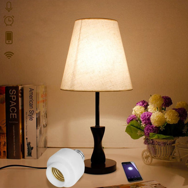 200W Max E27 APP Remote Control WiFi Smart Light Bulb Adapter Lamp Base Works with Alexa Echo & Google Home, AC 100-250V