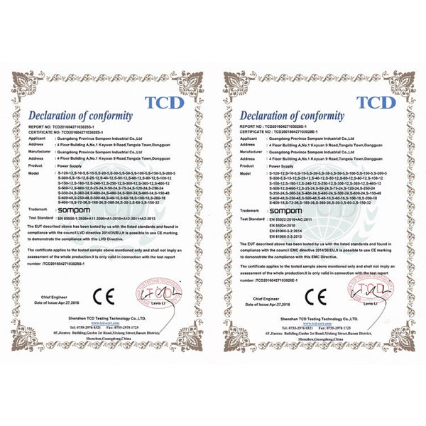 SOMPOM S-180-12 180W 12V 15A Iron Shell Driver LED Light Strip Lighting Monitor Power Supply, 180W 15A