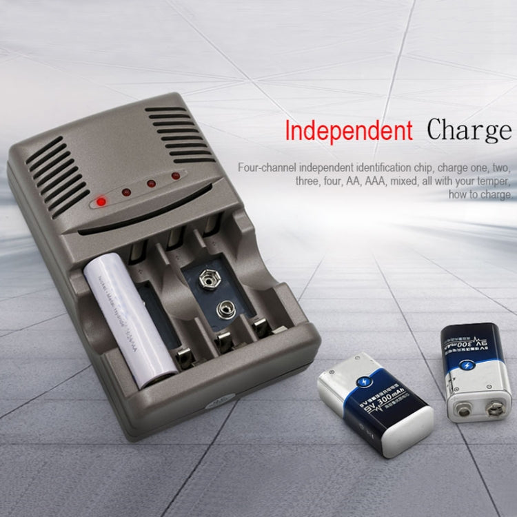 AC 100-240V 4 Slot Battery Charger for AA & AAA & 9V Ni-MH Battery, EU Plug