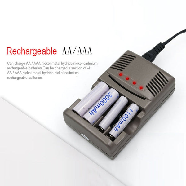 AC 100-240V 4 Slot Battery Charger for AA & AAA & 9V Ni-MH Battery, EU Plug