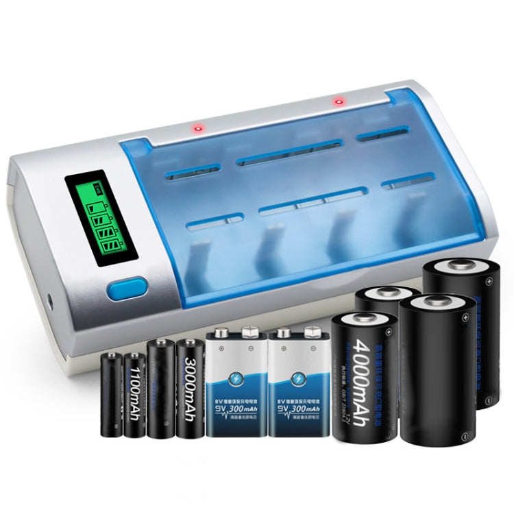 AC 100-240V 4 Slot Battery Charger for AA & AAA & C / D Size Battery, with LCD Display, AU Plug