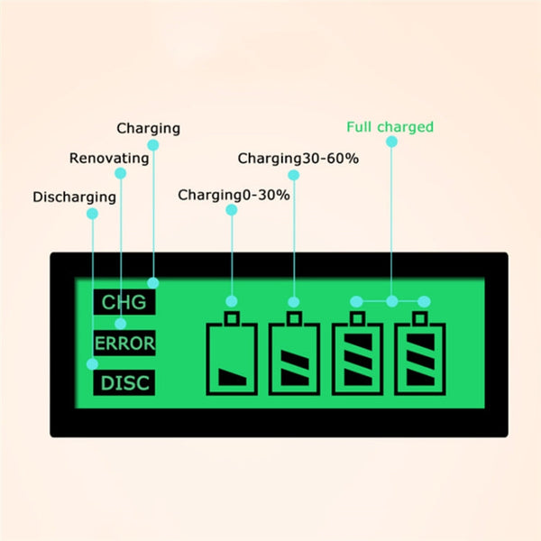 AC 100-240V 4 Slot Battery Charger for AA & AAA & C / D Size Battery, with LCD Display, AU Plug