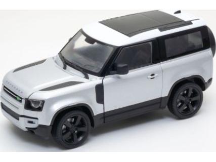 Land Rover Defender 90 2020 Bright Silver/White Roof 1:24 Scale Welly Diecast Model