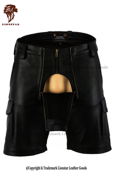 Lionstar King Men's Sheepskin Leather Shorts (Gay / Club Gear)