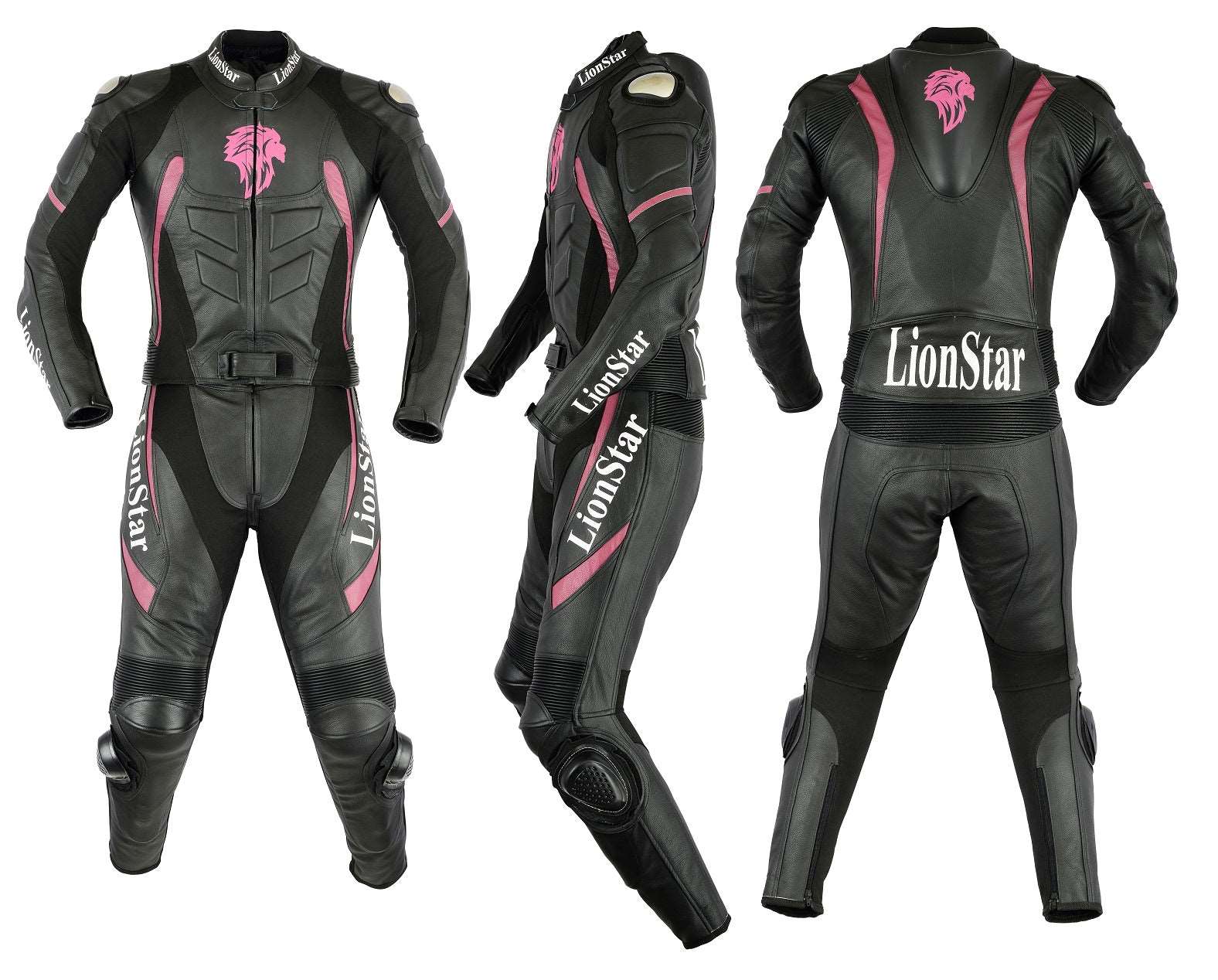 Panther Leather Racing Suit | Kids & Adults CE Armoured | Red & Pink