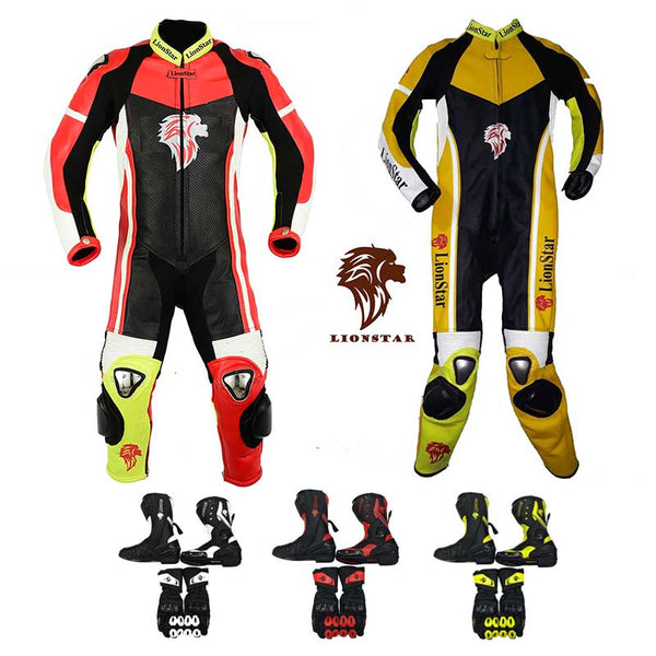Lionstar Cowhide Suit | Red/Yellow Kids & Adult Racing Leathers