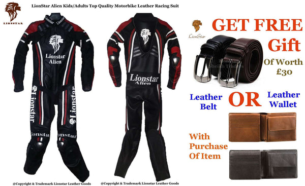 Lionstar Yak Alien Unisex Kids/Adult Real Leather Motorcycle Motorbike Racing Suit /Full Set