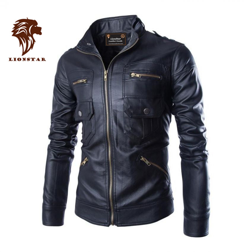 LionStar Angel Men Leather Bomber Jacket