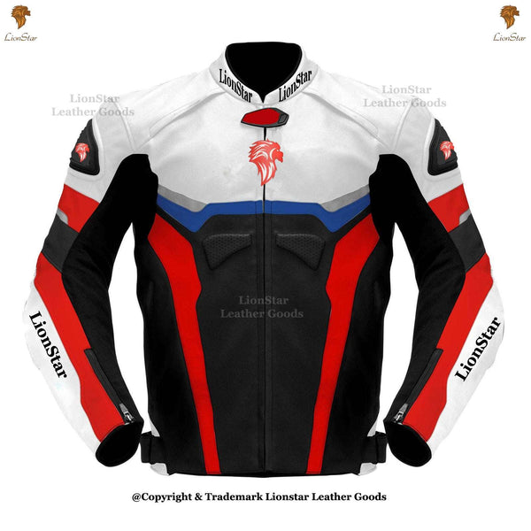 Unisex Cowhide Leather Racing Jacket with CE Armor & Speed Hump