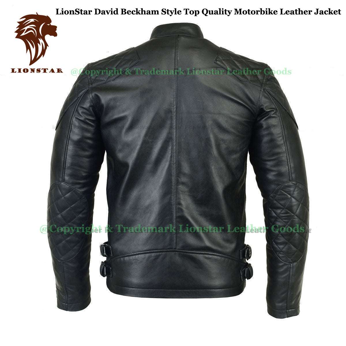 Men's Black Sheepskin Leather Cafe Racer Jacket (David Beckham Style)