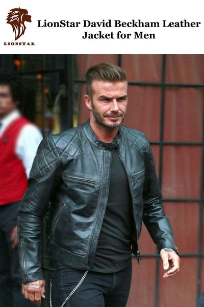 Men's Black Sheepskin Leather Cafe Racer Jacket (David Beckham Style)