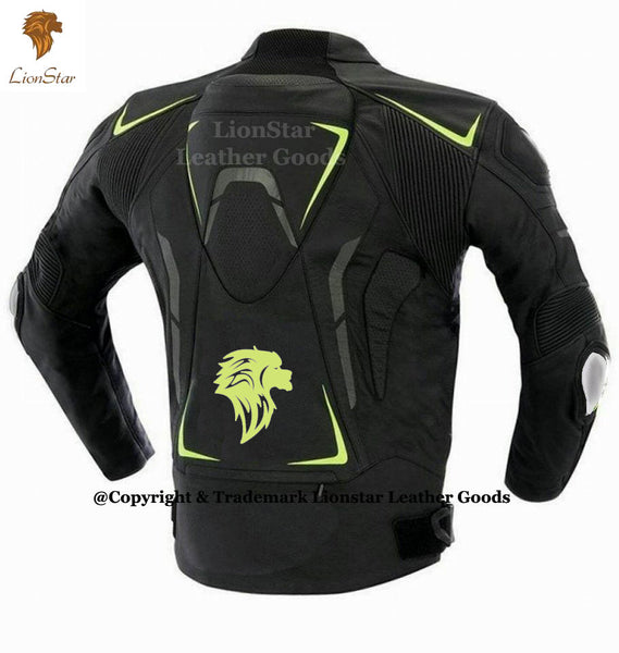Unisex Cowhide Leather Racing Jacket with CE Armor, Speed Hump, & Padded Shoulders