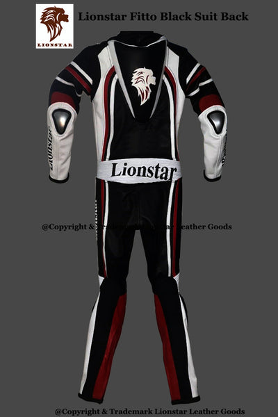 Lionstar Fitto Black Leather Racing Suit Full Set: CE Armor & Speed Hump (Kids/Adults)