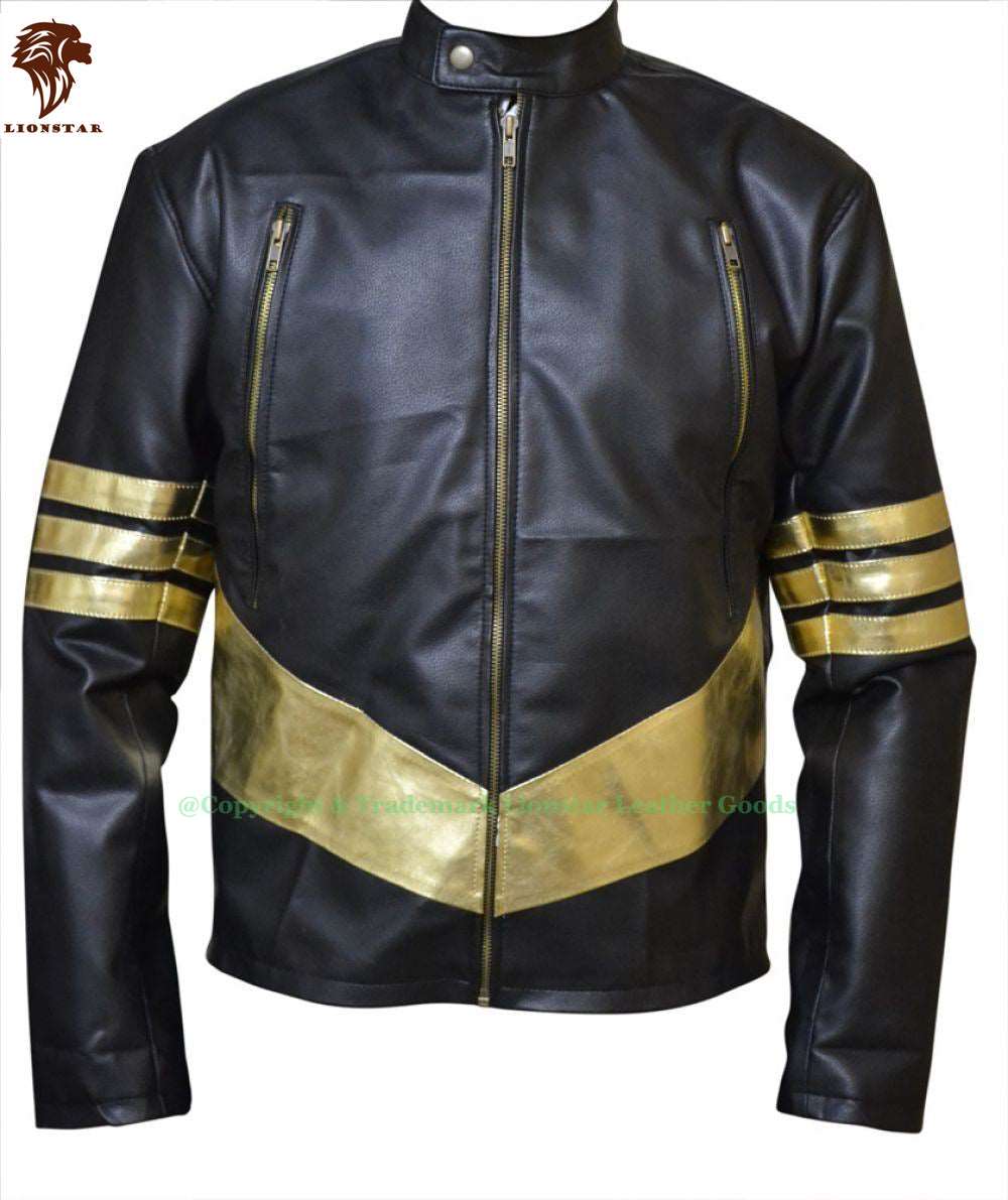 Men's Wolverine X-Men Sheepskin Leather Biker Jacket (3 Stripe Colors)