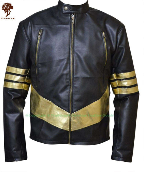 Men's Wolverine X-Men Sheepskin Leather Biker Jacket (3 Stripe Colors)