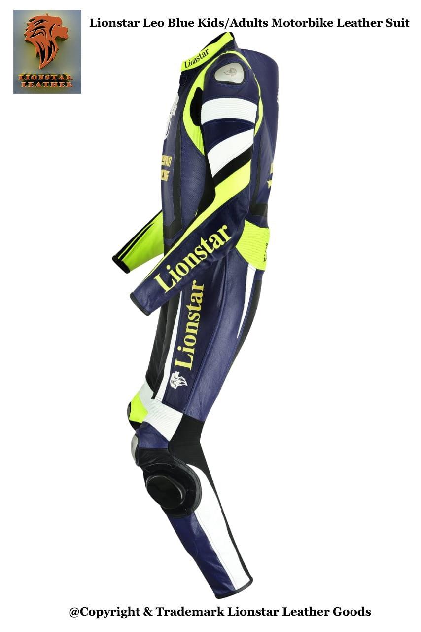 Blue Racing Suit | Kids & Adults Cowhide CE Motorbike Leathers