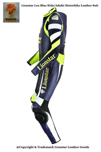 Blue Racing Suit | Kids & Adults Cowhide CE Motorbike Leathers