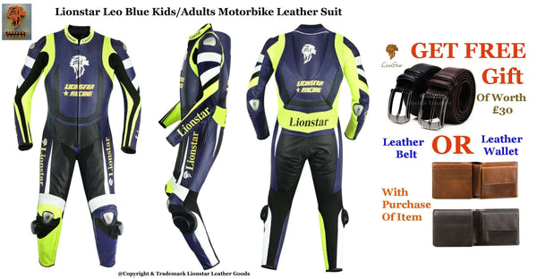 Blue Racing Suit | Kids & Adults Cowhide CE Motorbike Leathers