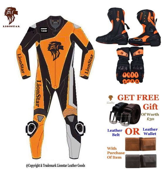 Lionstar Ox Kids & Adults Leather Racing Suit Full Set w/ CE Armor