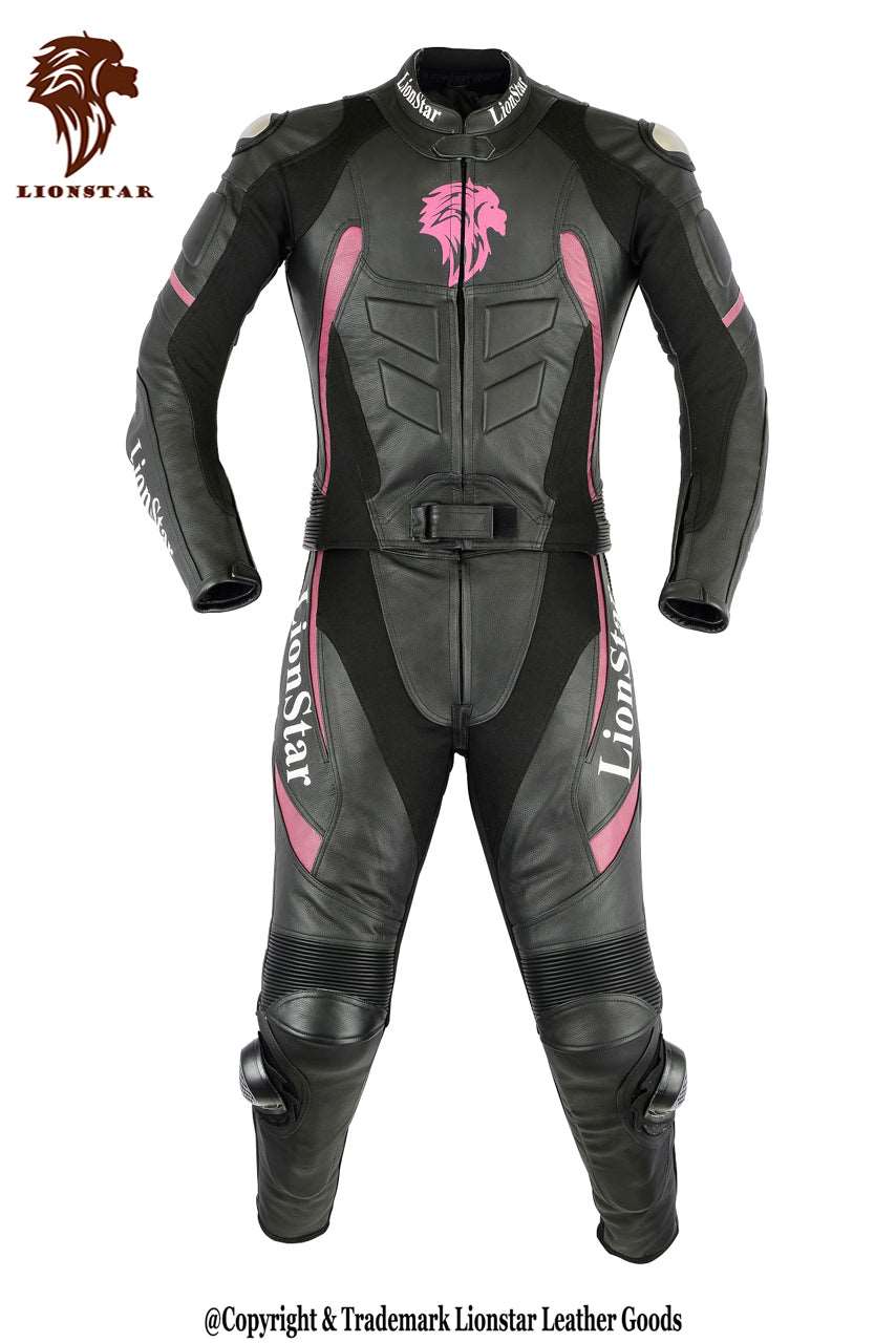 Panther Leather Racing Suit | Kids & Adults CE Armoured | Red & Pink