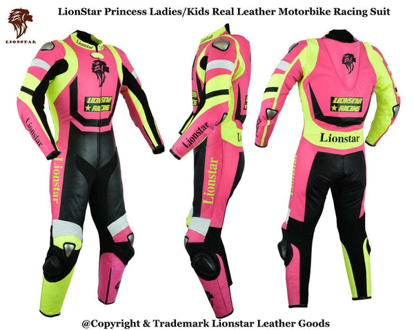 Pink Princess Cowhide Racing Suit | Kids & Adults CE Motorcycle