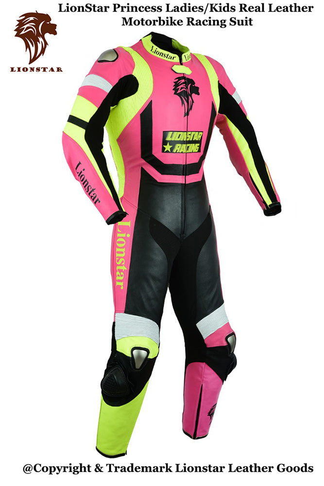 Pink Princess Cowhide Racing Suit | Kids & Adults CE Motorcycle