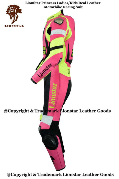 Pink Princess Cowhide Racing Suit | Kids & Adults CE Motorcycle