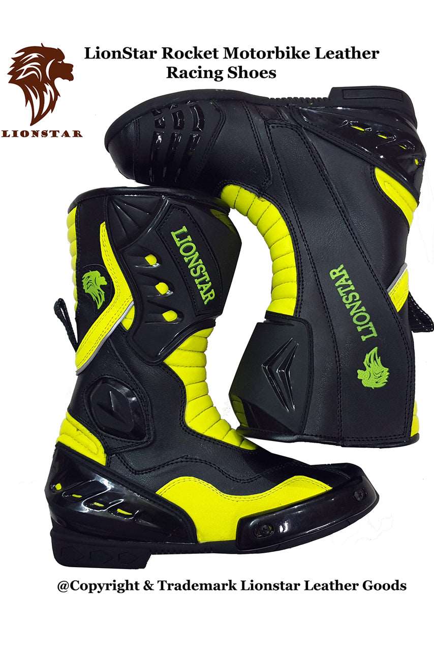 Kids & Adults Cowhide Racing Motorcycle Shoes with CE Armor & Sliders (10 Colors)