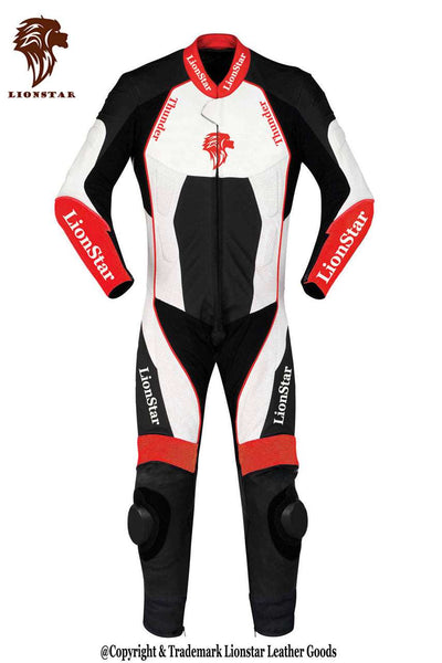 Lionstar Thunder Moto Suit | Black & White Kids & Adult Racing Leathers