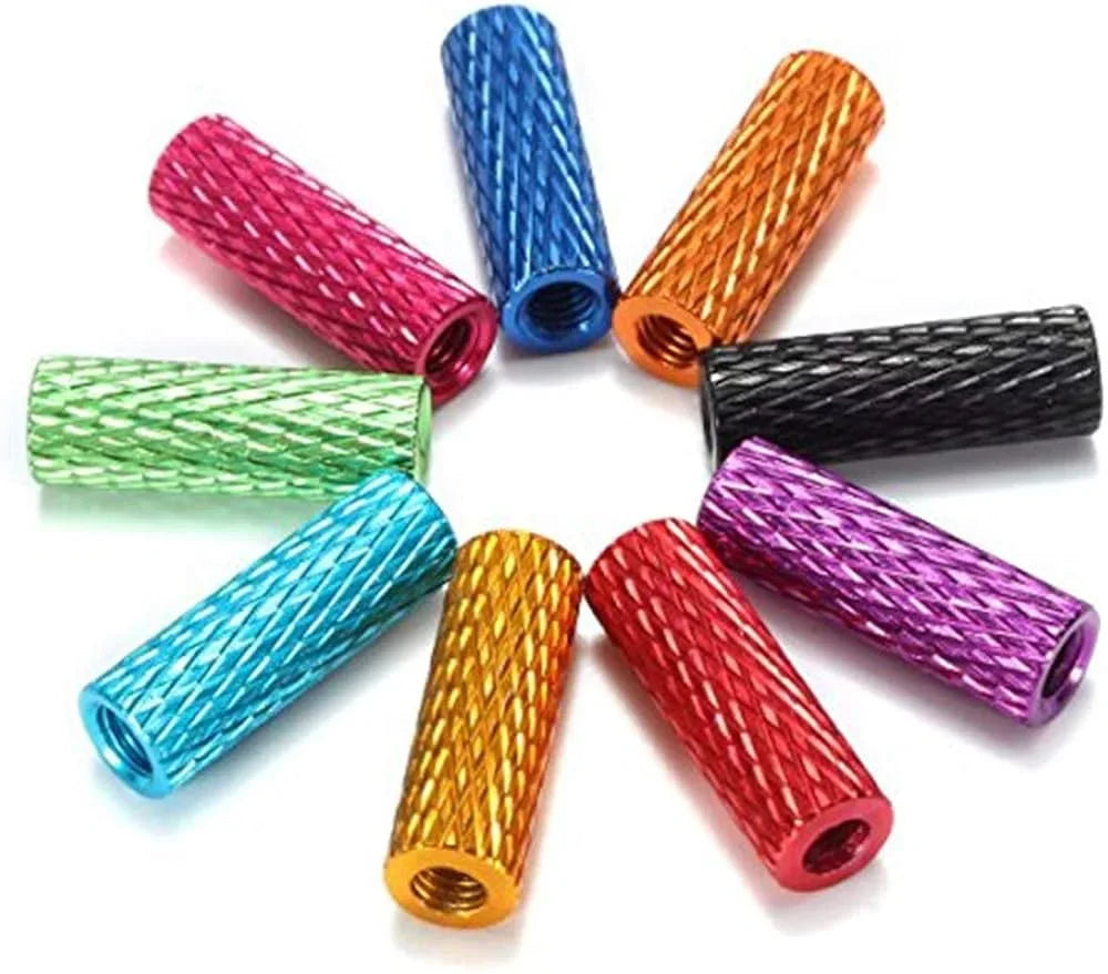 10pc M3 Knurled Standoffs Coloured Aluminium Pack