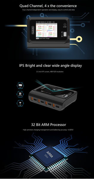 ToolkitRC M4Q 4x50W AC/DC Charger