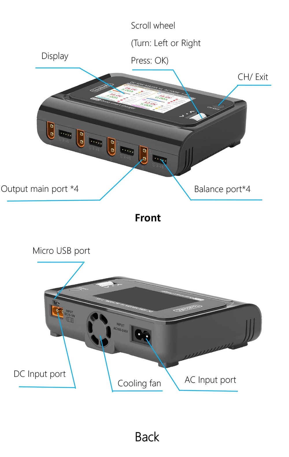 ToolkitRC M4Q 4x50W AC/DC Charger