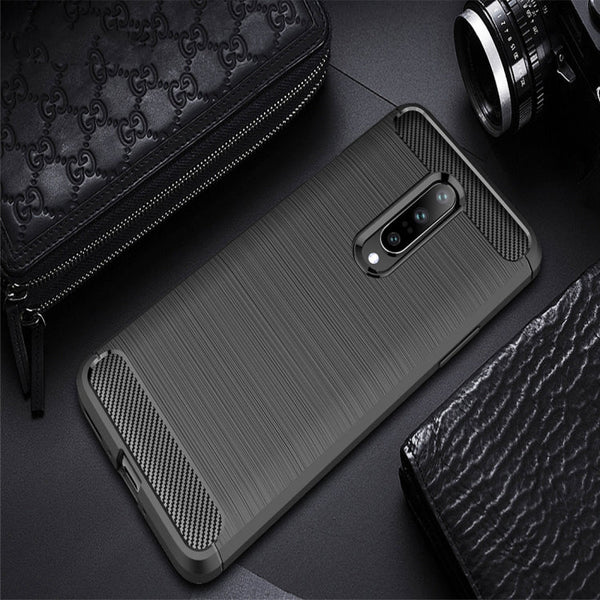 Brushed Texture Carbon Fiber Shockproof TPU Case for OnePlus 7, For OnePlus 7