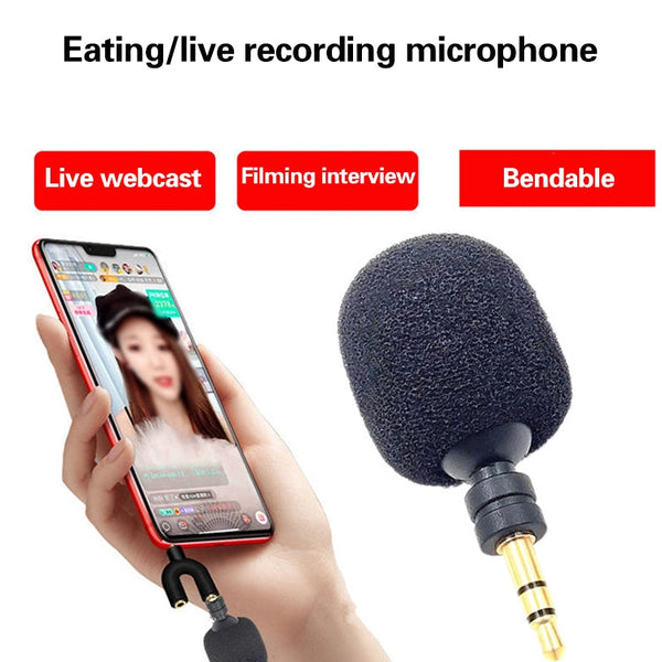 MK-5 Stereo 3.5mm Gold Plated Plug Live Mobile Phone Tablet Laptop Mini Bend Microphone, Stereo