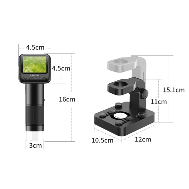 APEXEL MS003 Outdoor Portable HD Digital Microscope with Base, APEXEL MS003