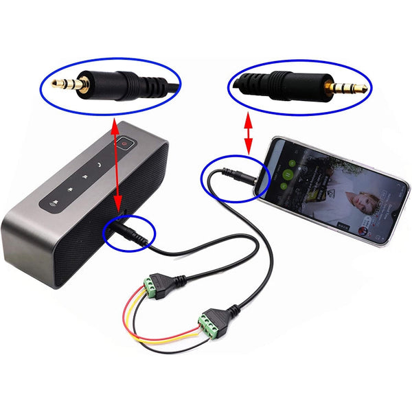 3.5mm 3 Pin Stereo Male to AV Screw Terminal Audio Jacks Terminal Male Lock Connector Cable, Length: 30cm, 3.5mm Male to 3 Pin