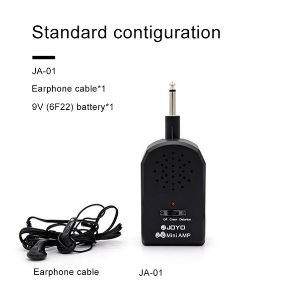 JOYO JA-01 2W Large Volume Guitar Amplifier Mini Portable Electric Guitar Bass Speakers with Distortion Timbre, Support MP3 / Earphone