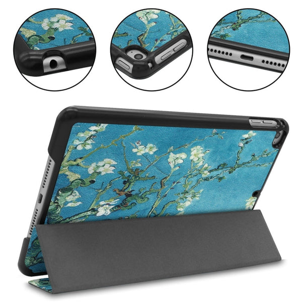 Graffiti Pattern Custer Texture Horizontal Flip PU Leather Case for iPad Mini 2019 / Mini 4 , with Three-folding Holder & Sleep / Wake-up Function, For iPad Mini 2019 / Mini 4