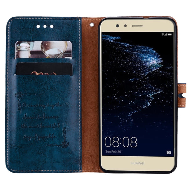 For Huawei P10 Lite Business Style Oil Wax Texture Horizontal Flip Leather Case with Holder & Card Slots & Wallet