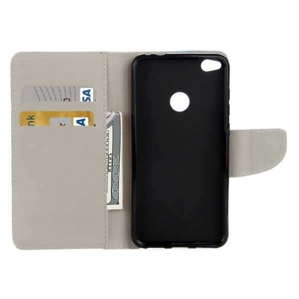 For Huawei  P8 Lite (2017) & Honor 8 Lite Green Tree in Bloom Pattern Horizontal Flip Leather Case with Holder & Card Slots & Wallet