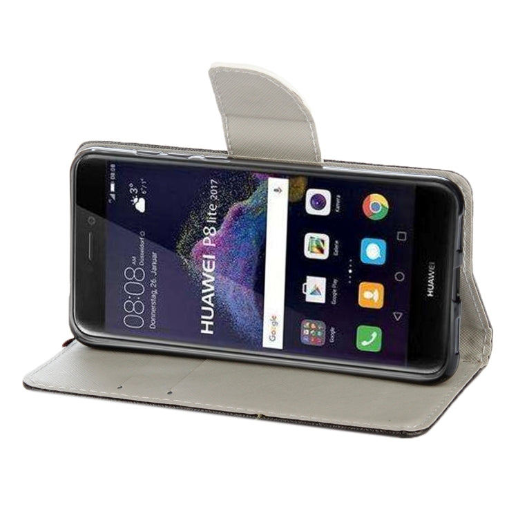 For Huawei  P8 Lite (2017) & Honor 8 Lite Green Tree in Bloom Pattern Horizontal Flip Leather Case with Holder & Card Slots & Wallet